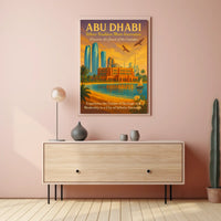 Abu Dhabi Elegance Vintage Travel Poster Fusion