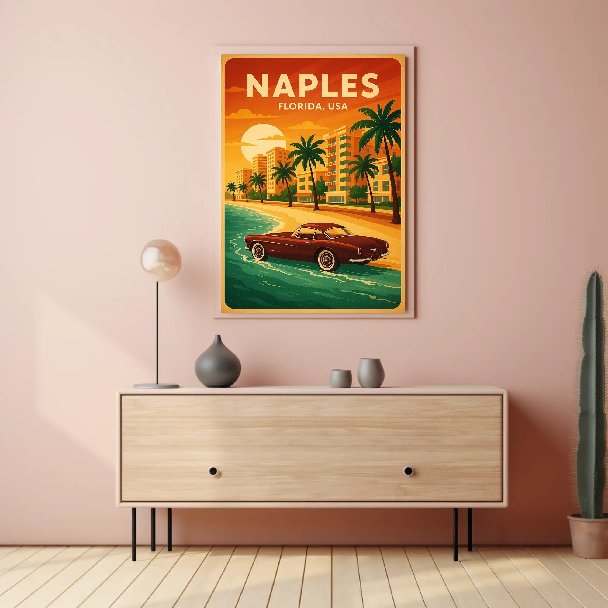 Naples Florida Vintage Travel Poster