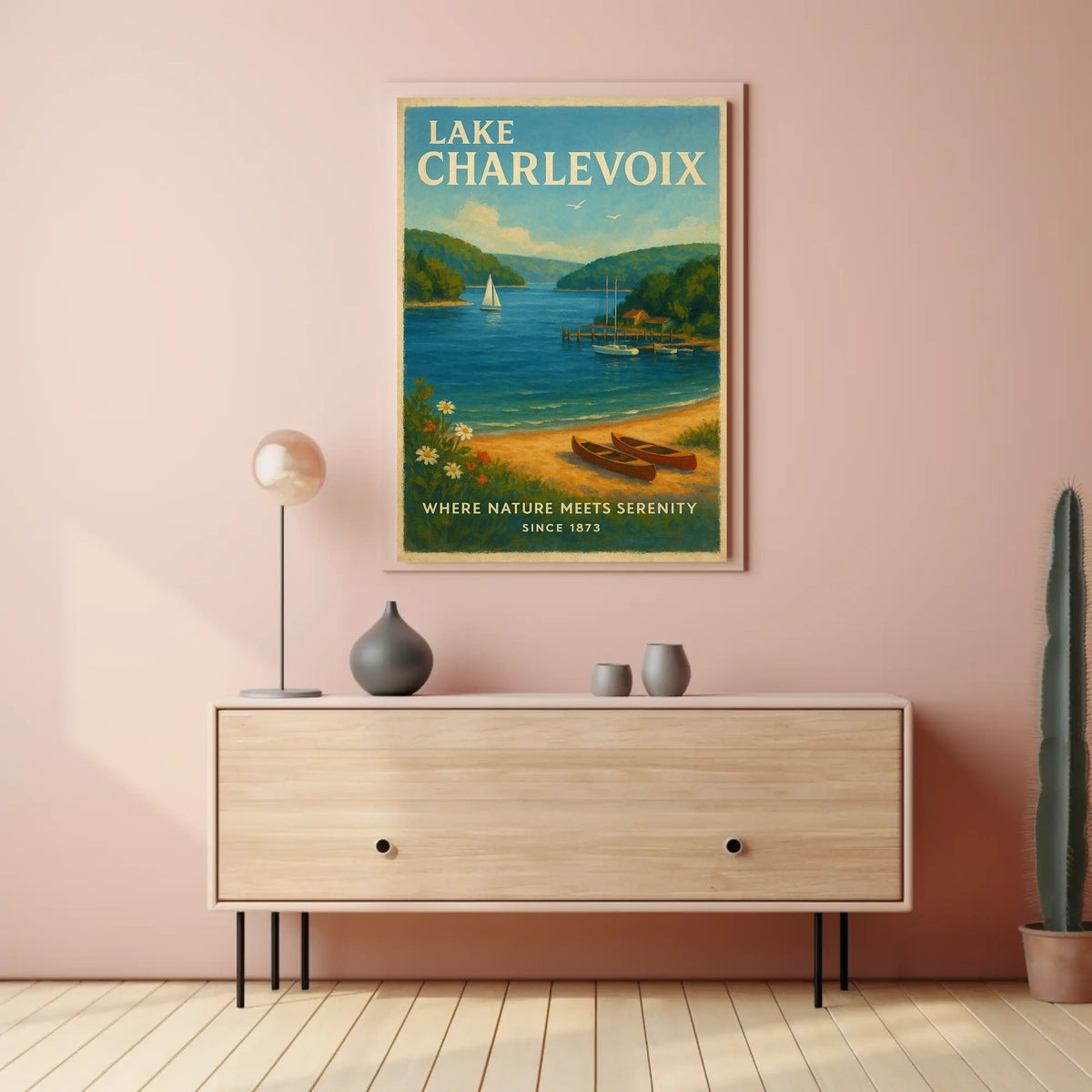 Lake Charlevoix Escape: Vintage Travel Poster
