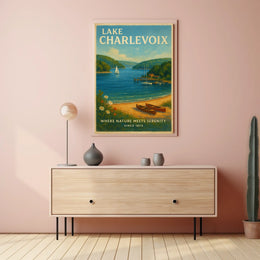 Lake Charlevoix Escape: Vintage Travel Poster