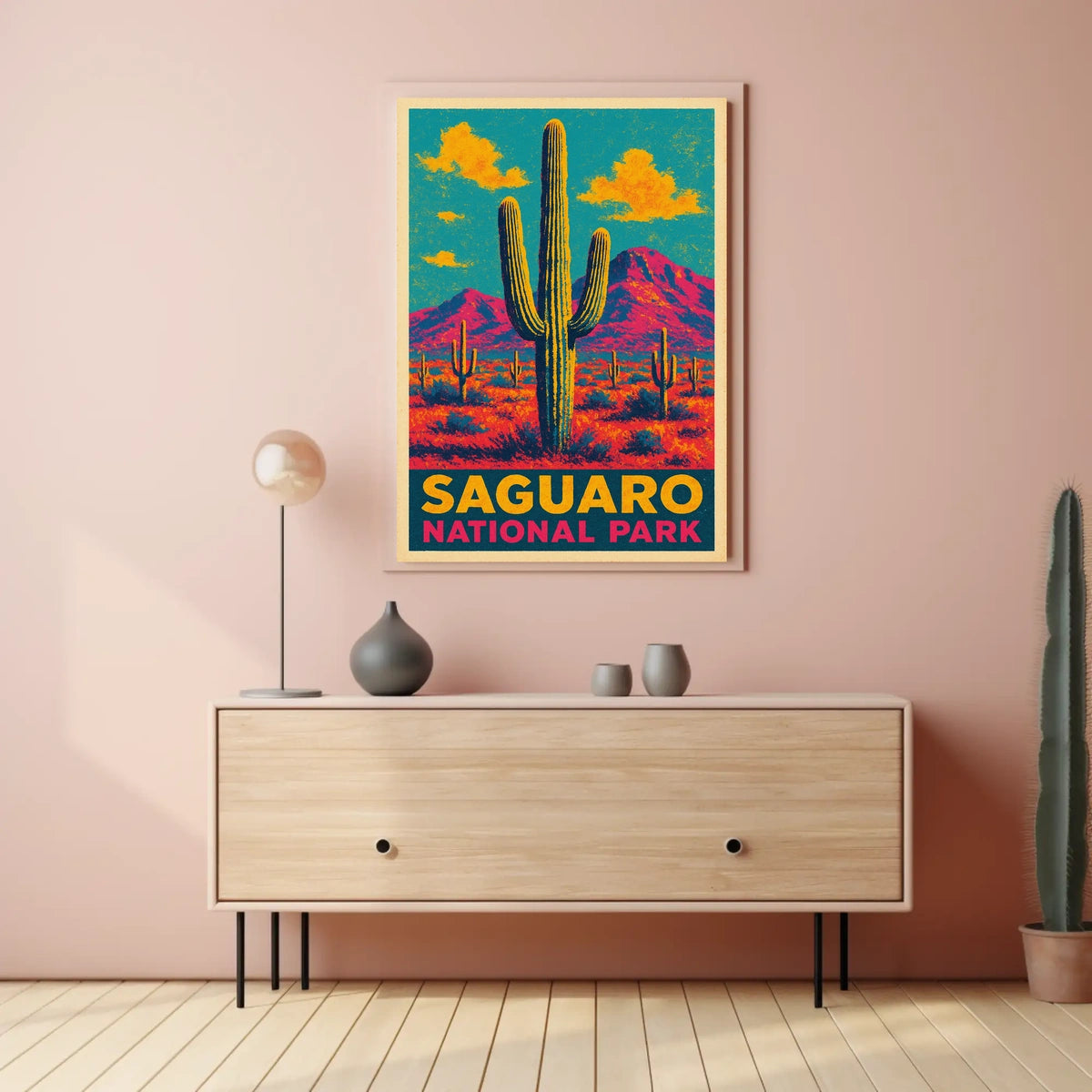 Saguaro National Park Vintage Desert Landscape Poster