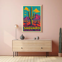 Saguaro National Park Vintage Desert Landscape Poster