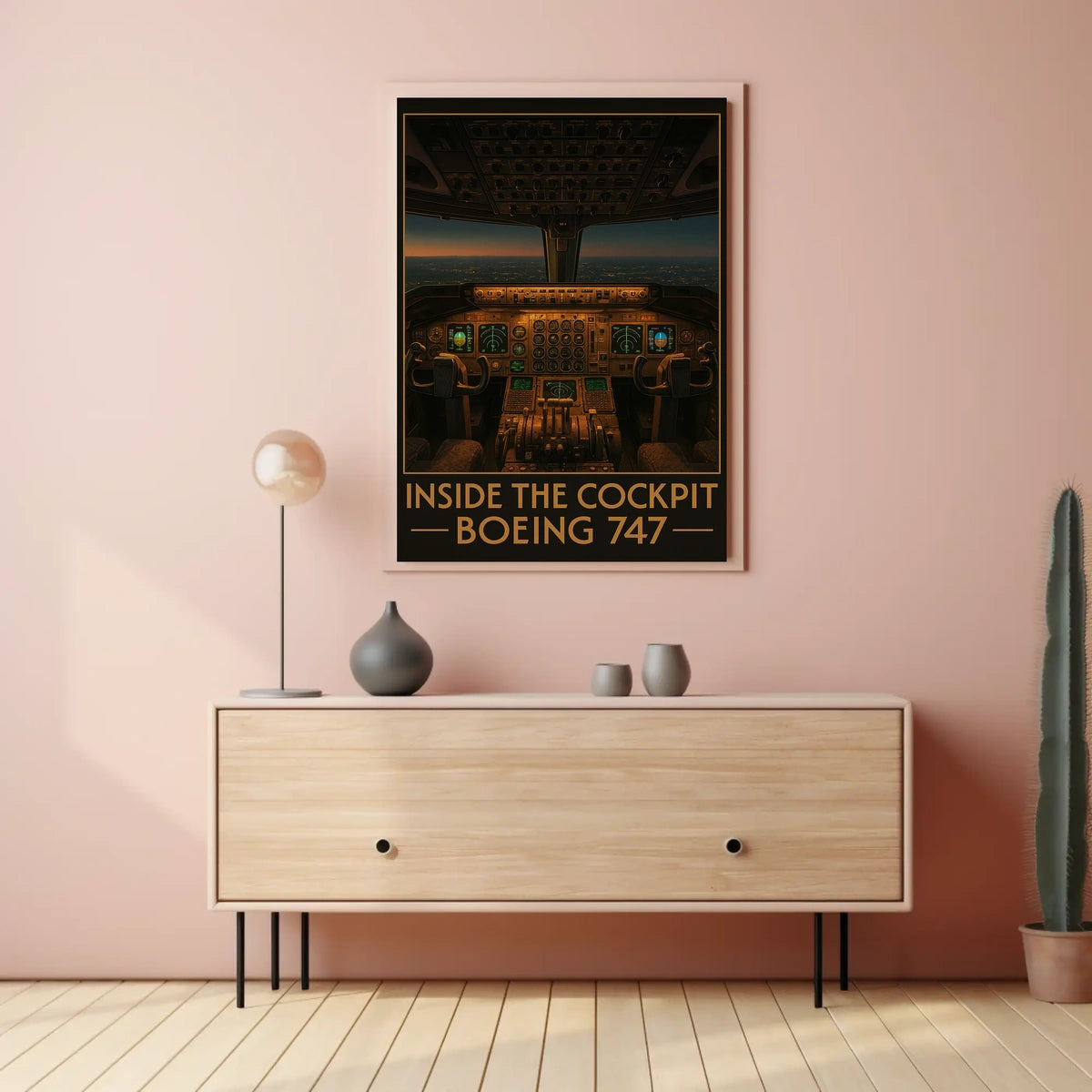 Inside the Cockpit Boeing 747 Poster