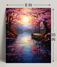 Tranquil Cherry Blossom Landscape Poster