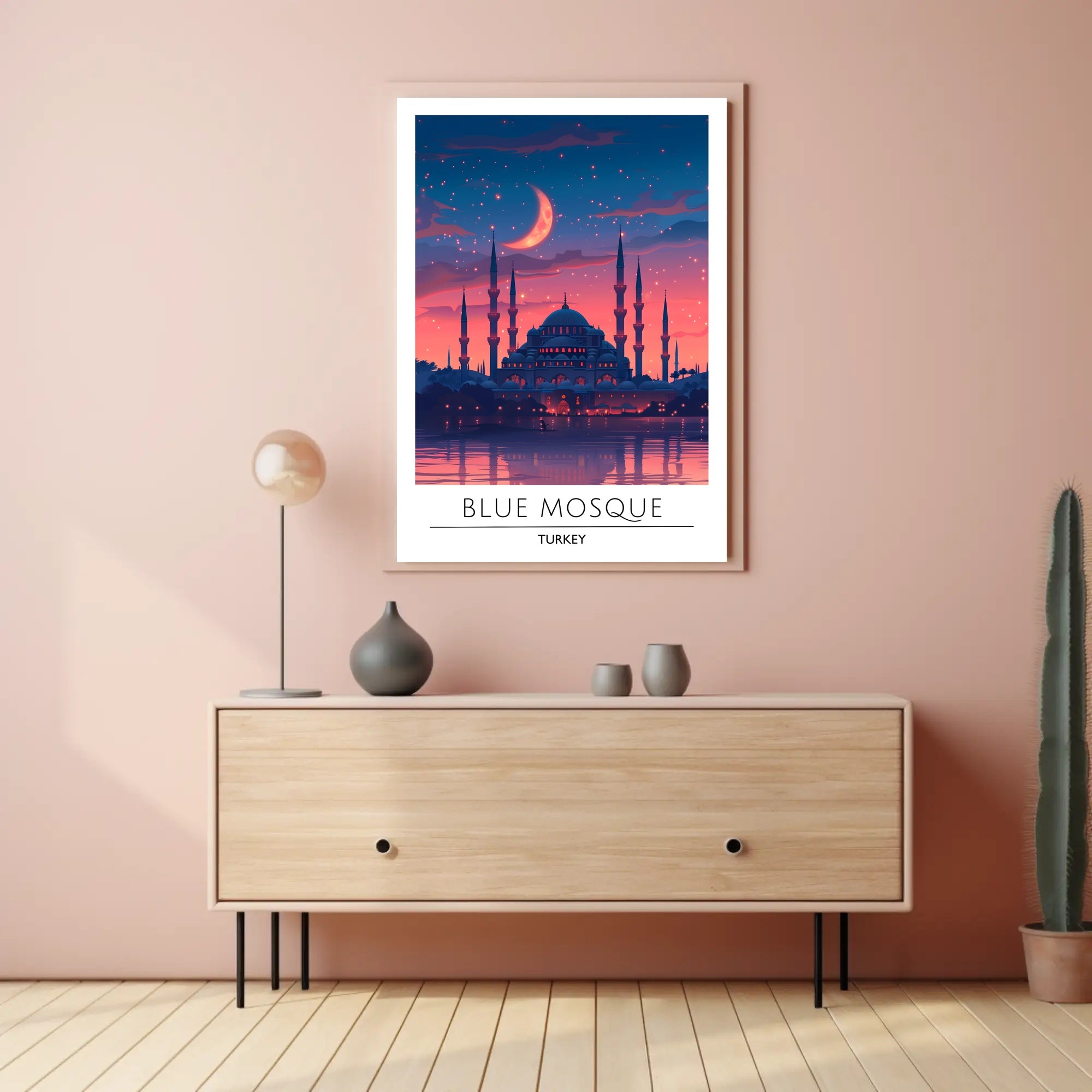 Blue Mosque Twilight Silhouette Cultural or Heritage Poster