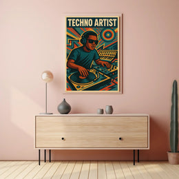 TECHNO ARTIST Retro DJ Vibes Abstract, Artistic Poster