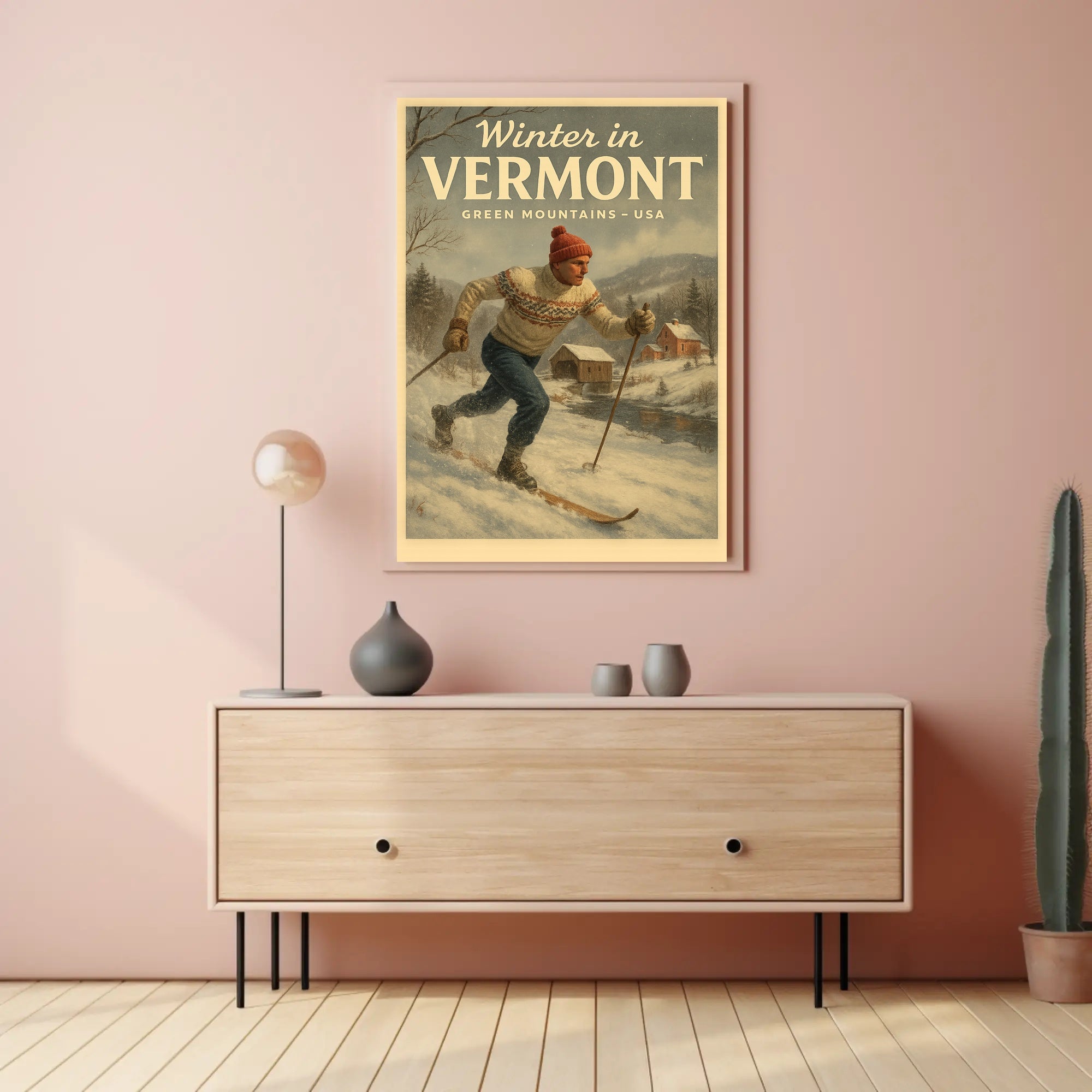 Vermont Winter Scenic Poster Wall Art Print