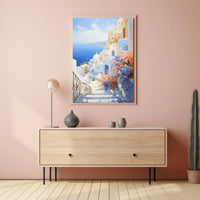 Santorini-Inspired Scenic Coastal Travel Poster