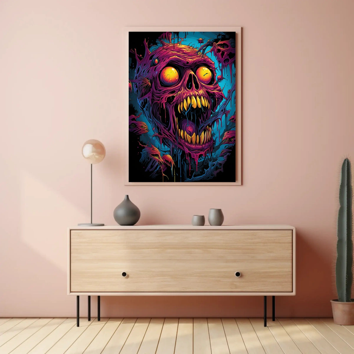 Fiery Skull Surreal Art Poster: Horror Fantasy Decor