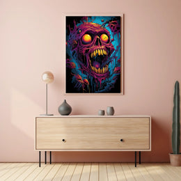 Fiery Skull Surreal Art Poster: Horror Fantasy Decor