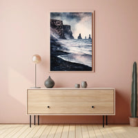 Iceland Vik Black Sand Beach and Reynisdrangar Rocks Poster