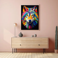 Vibrant Wolf Portrait Poster PosterGoat