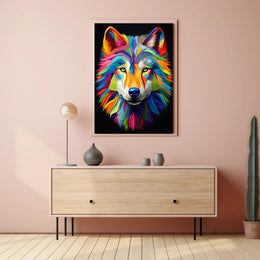 Vibrant Wolf Portrait Poster PosterGoat