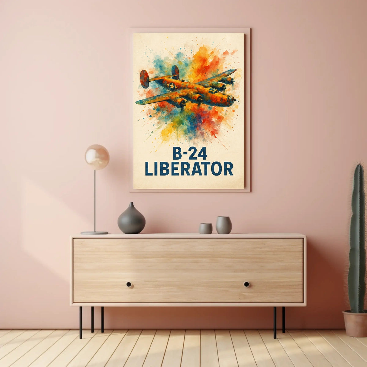 B-24 Liberator WWII Airplane Art Poster Print