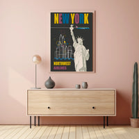 New York Travel Dreams Poster Retro City Skyline Wall Art
