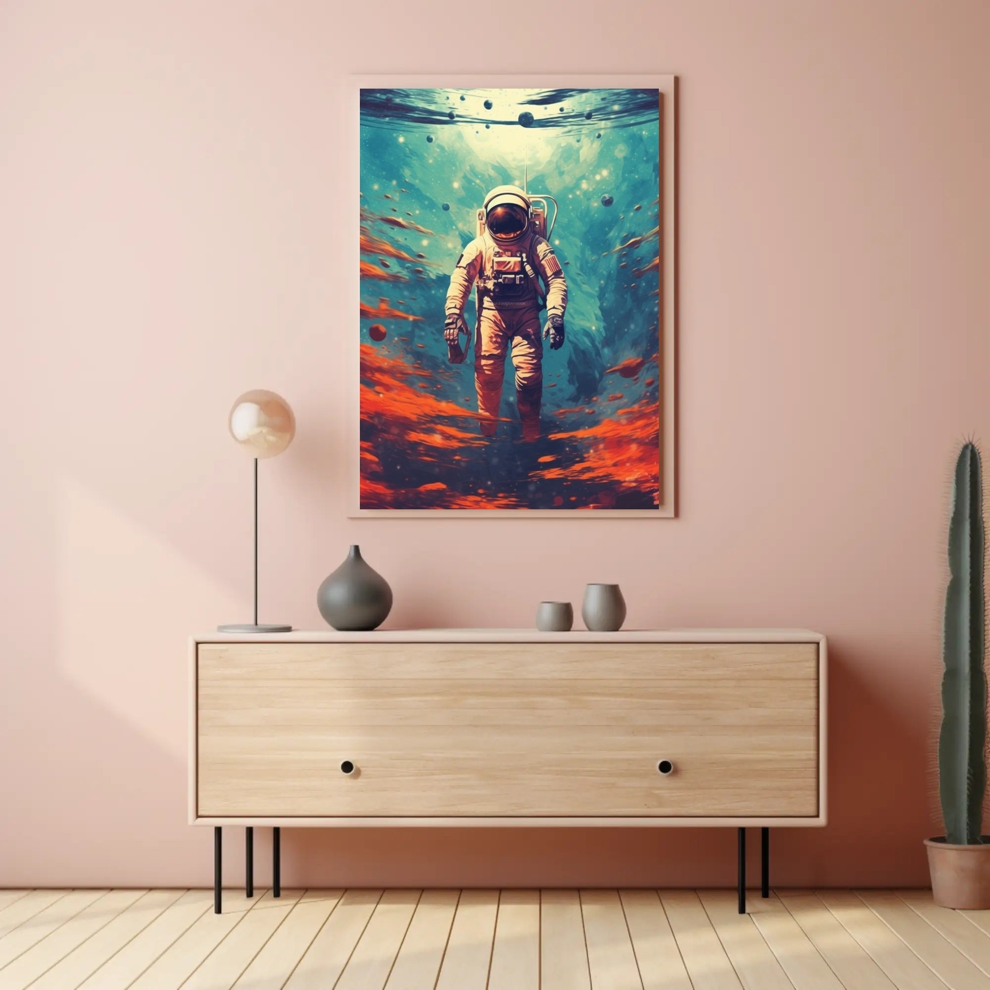 Astronaut in Cosmic Waters Poster