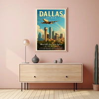 Dallas Travel Poster: Bold Vintage Cityscape Adventure PosterGoat