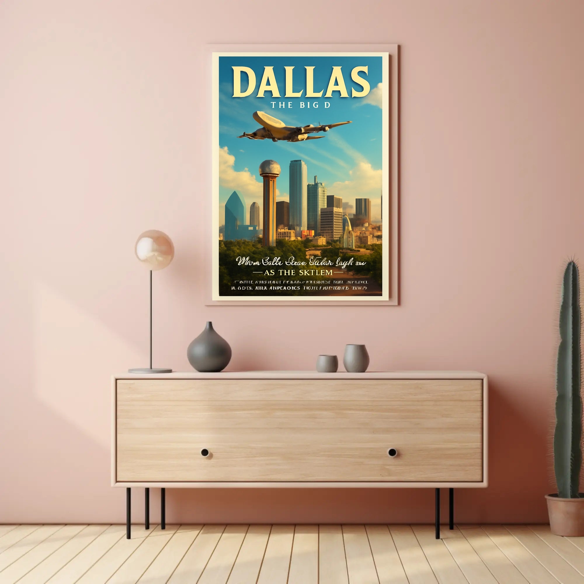Dallas Travel Poster: Bold Vintage Cityscape Adventure PosterGoat
