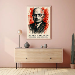 Truman Watercolor Art Historic Presidential Poster