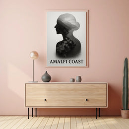 Amalfi Coast Silhouette Poster Wall Art for Coastal Decor