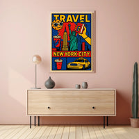 New York City Bold Colorful Skyline Poster Modern Wall Art