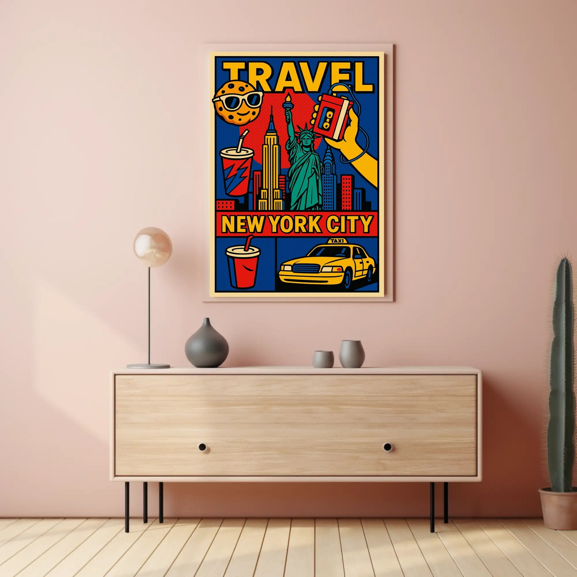New York City Bold Colorful Skyline Poster Modern Wall Art