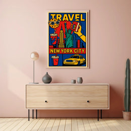 New York City Bold Colorful Skyline Poster Modern Wall Art