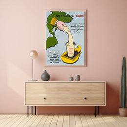 Humanitarian Aid Milk Initiative Vintage Educational or Infographic Poster PosterGoat