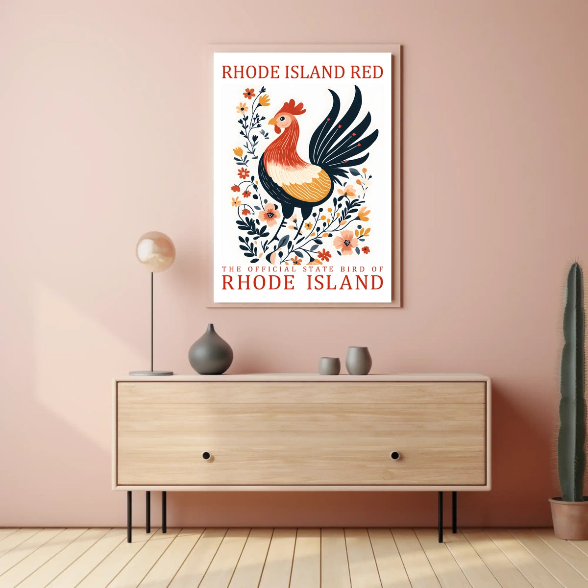 Rhode Island Red Chicken Art Poster Decor