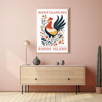 Rhode Island Red Chicken Art Poster Decor