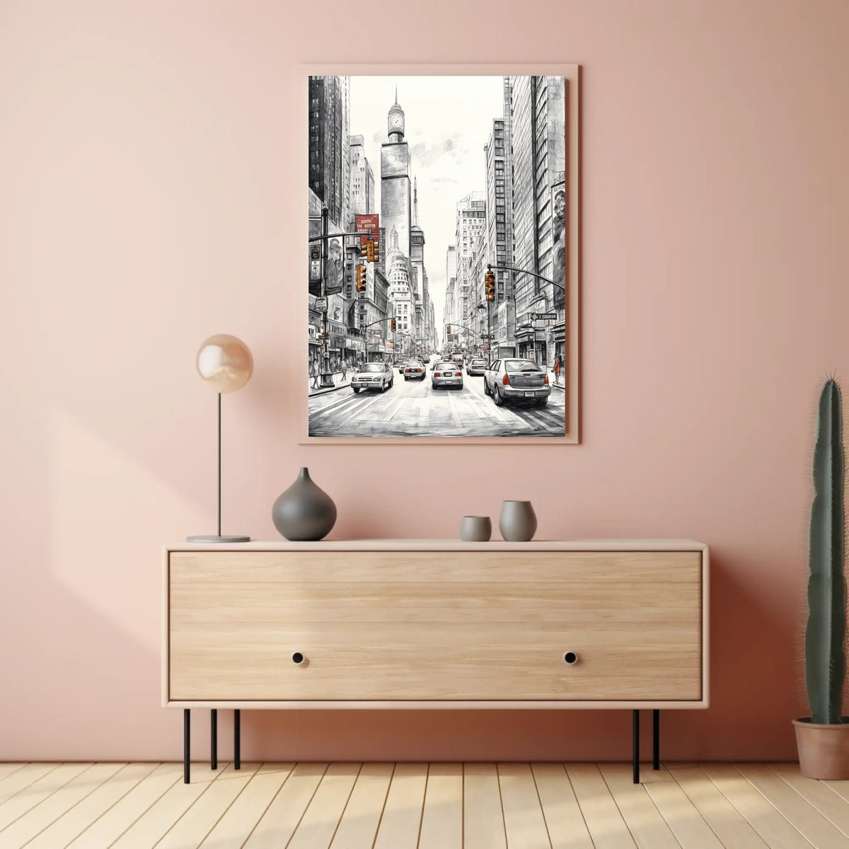 Bustling City Scene with Iconic New York Charm: Travel Poster
