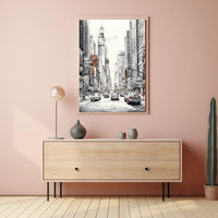 Bustling City Scene with Iconic New York Charm: Travel Poster