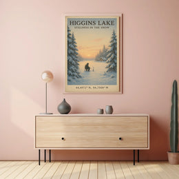 Higgins Lake Winter Scene Serene Tranquility Ice Fishing Poster