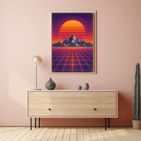 Vibrant Retrofuturistic Synthwave Sunset Futuristic Sci-Fi Poster