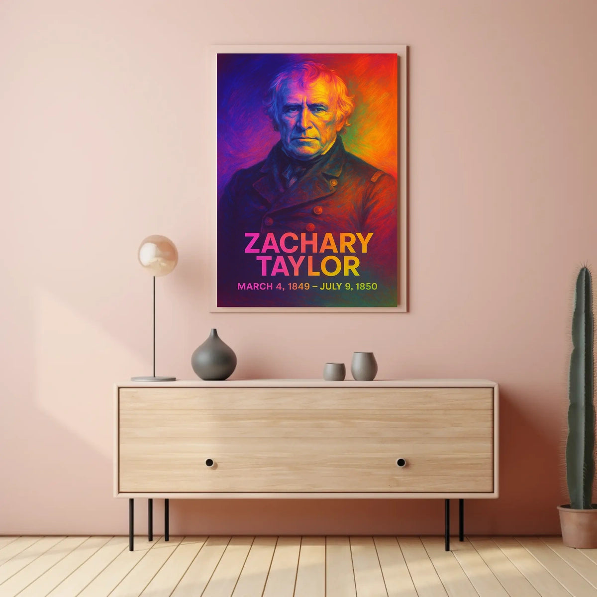 Zachary Taylor 12th President of the United States Neon Gradient Overlay Poster