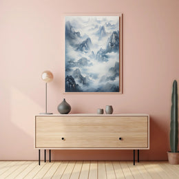 Tranquil Misty Mountains East Asian-Inspired Artistic Poster