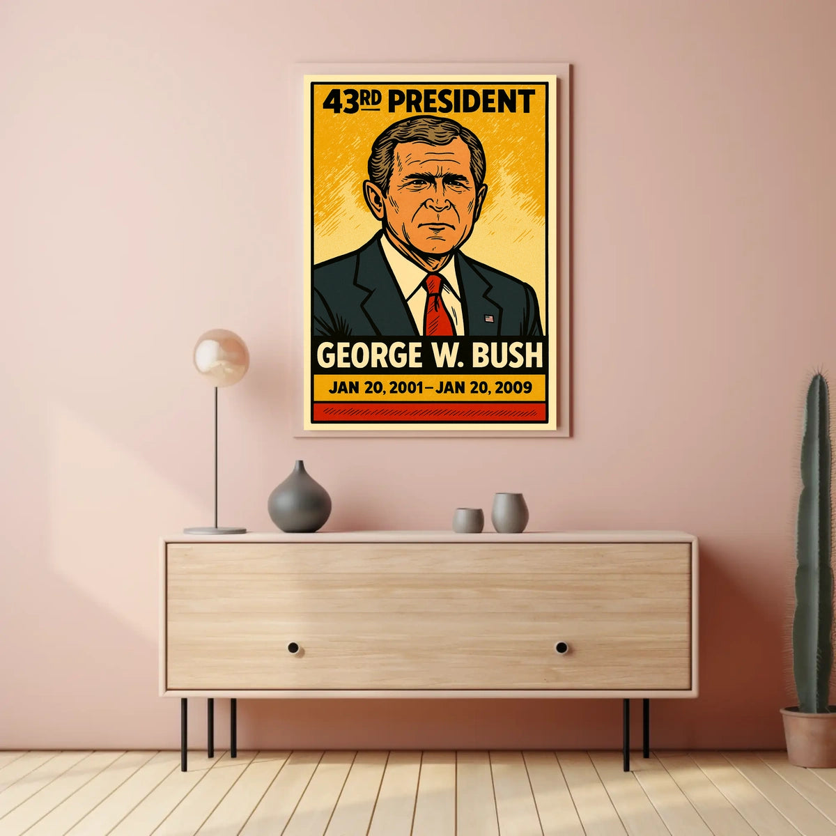George W. Bush 43rd President of the United States Inked Comic Style Poster