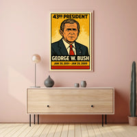 George W. Bush 43rd President of the United States Inked Comic Style Poster