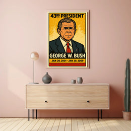 George W. Bush 43rd President of the United States Inked Comic Style Poster