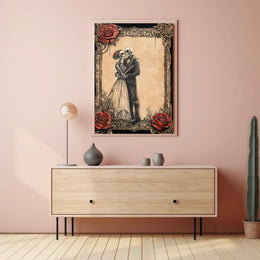 Elegant Skeletal Couple Victorian Gothic Artistic Poster