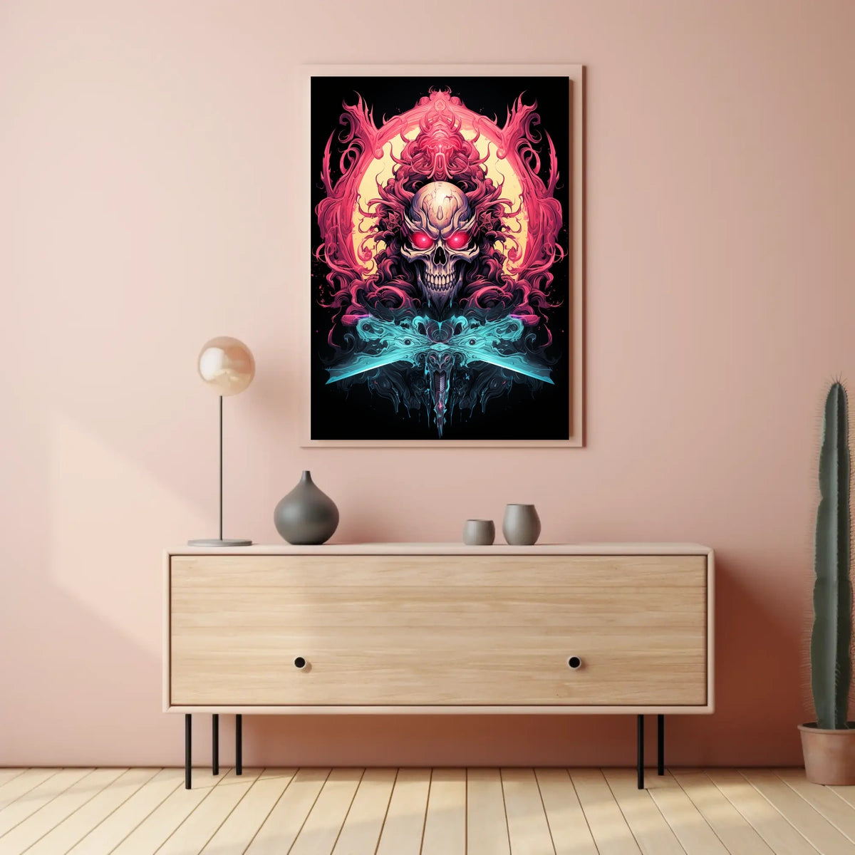 Menacing Skull Artistic Design Abstract Poster