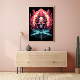 Menacing Skull Artistic Design Abstract Poster