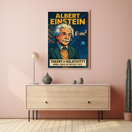 Albert Einstein Relativity Vintage Science Curious Poster