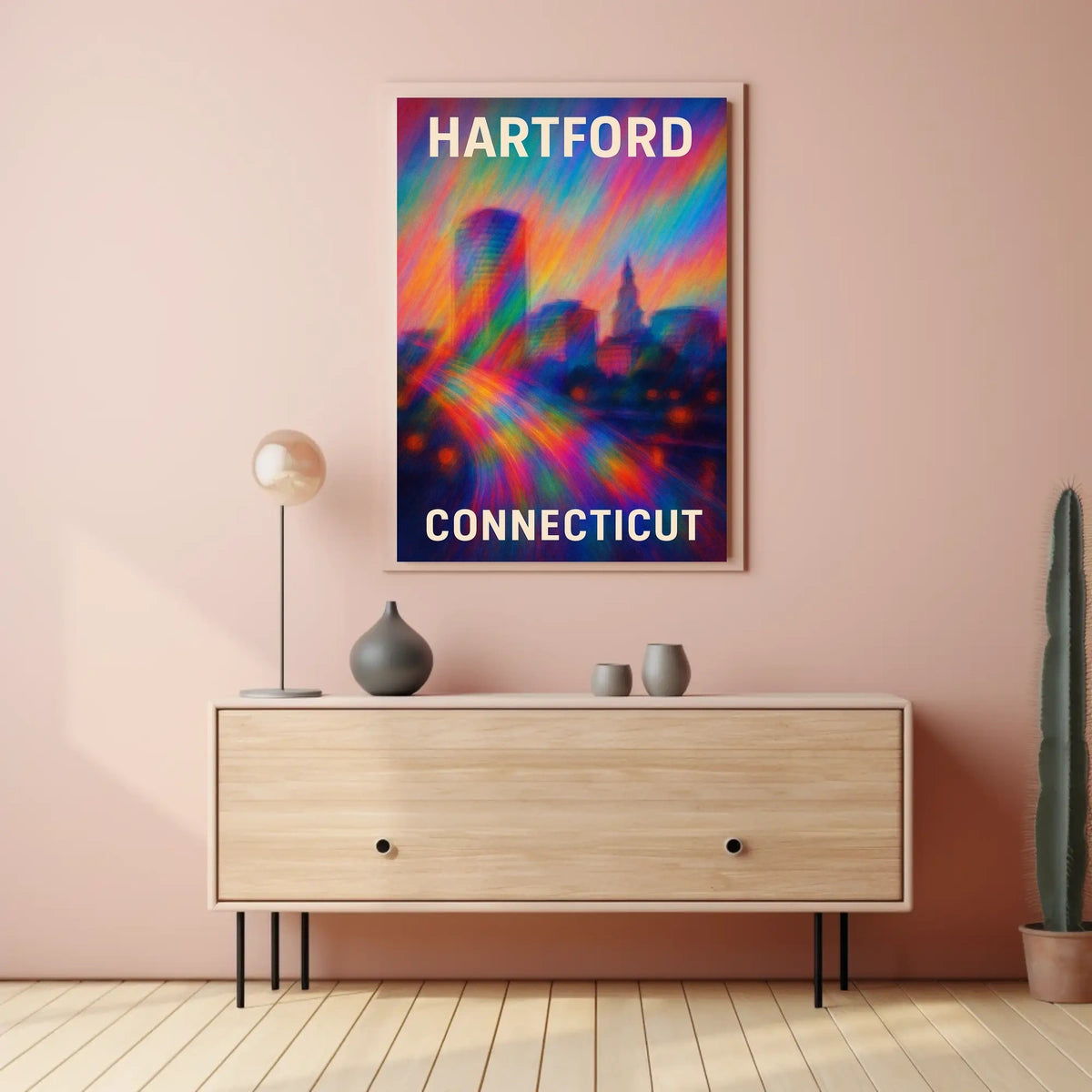 Hartford Skyline Urban Digital Painting Poster