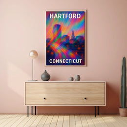 Hartford Skyline Urban Digital Painting Poster