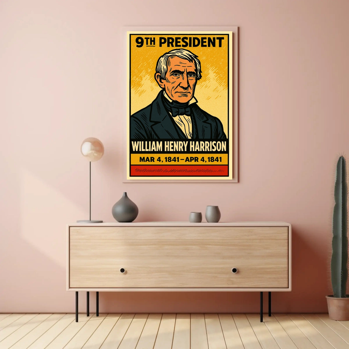 William Henry Harrison 9th President of the United States Inked Comic Style Poster