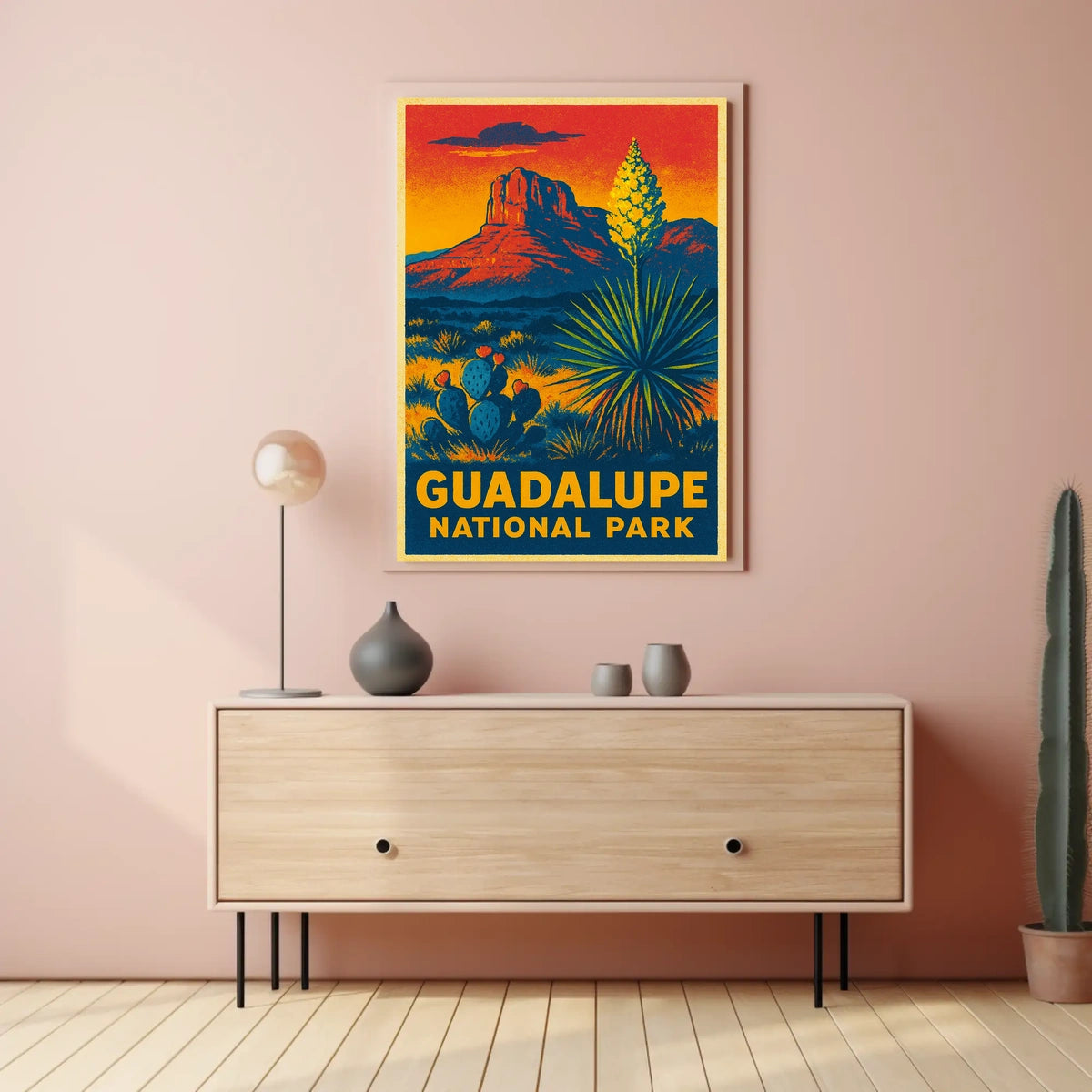 Guadalupe National Park Sunset Vintage Travel Voyager Poster