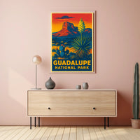 Guadalupe National Park Sunset Vintage Travel Voyager Poster