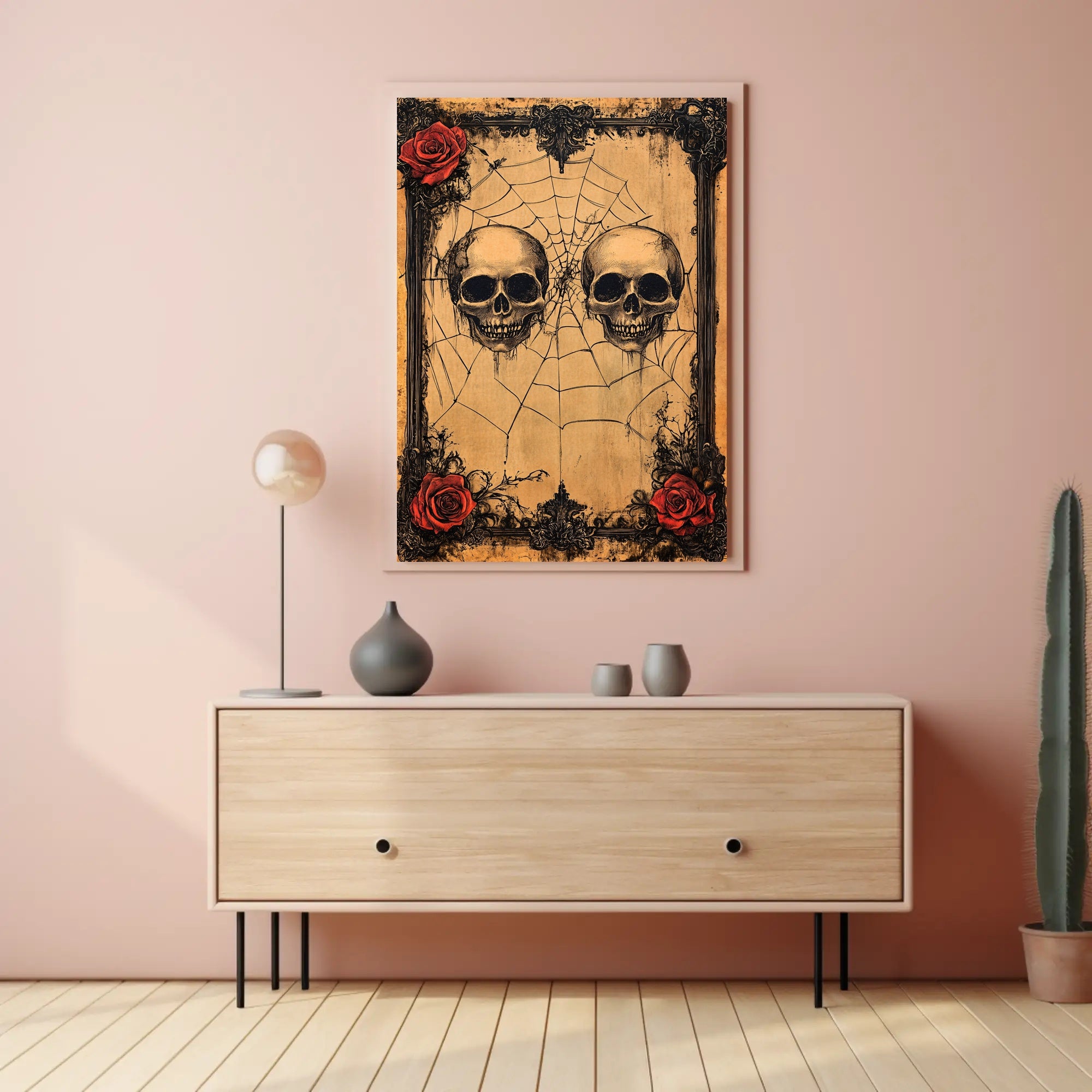 Gothic Skulls And Roses Poster