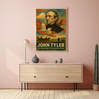 John Tyler 10th President of the United States Layered Digital Collage Poster